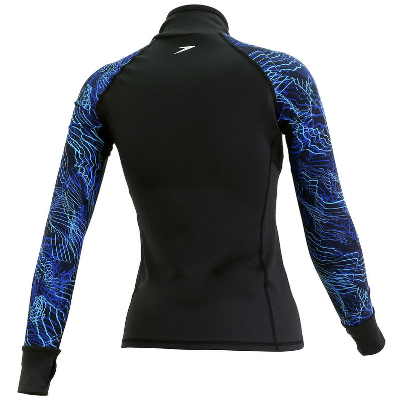 DELUXE LADIES' BREATHABLE WATER ACTIVITY LONG SLEEVE TOP - BLACK/BLUE
