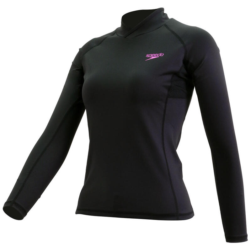 ESSENTIAL LADIES' BREATHABLE LONG SLEEVE WATER ACTIVITY TOP - BLACK