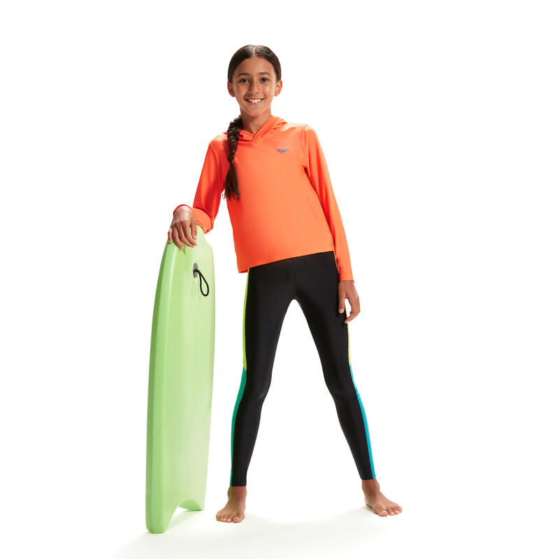 HOODED 小童 (6-14 歲) 長袖防曬水上活動上衣 - 橙色