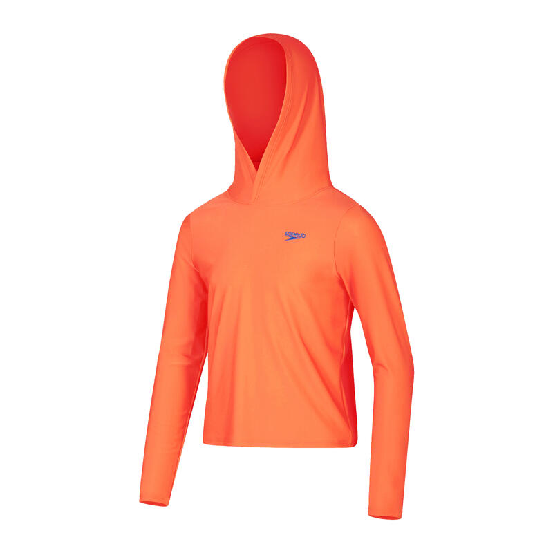 HOODED JUNIOR (AGED 6-14) LONG SLEEVE RASH TOP - ORANGE