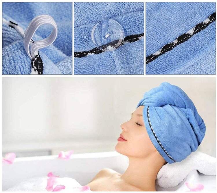 Ręcznik turban do włosów szybkoschnący mikrofibra guzik Aqua-Sport Turban 6/7