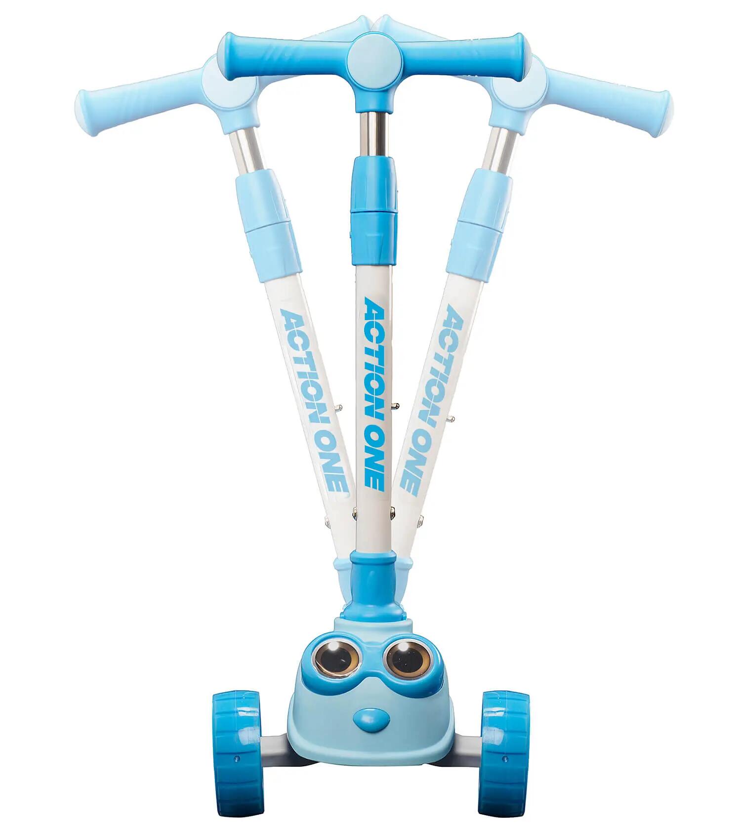 Trotineta Big Eyes cu roti luminoase si late, blue 5/6