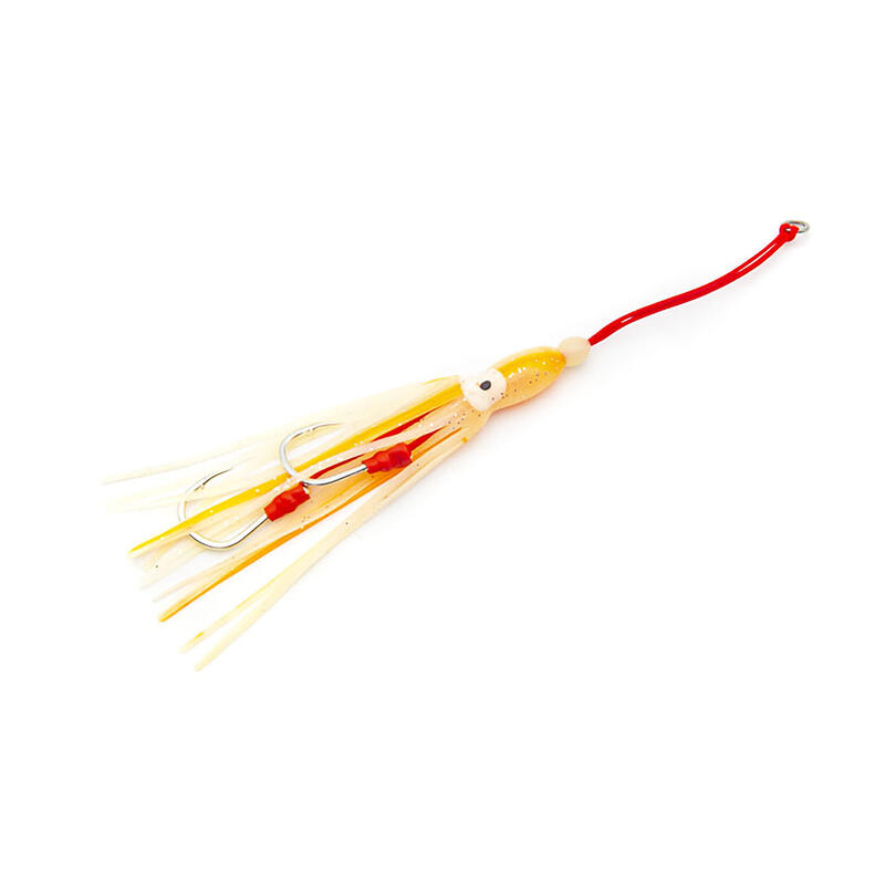 Montaje inchiku jigs JLC  pulpito M&W soft bait s-2  12 cm #10 glow raya naranja