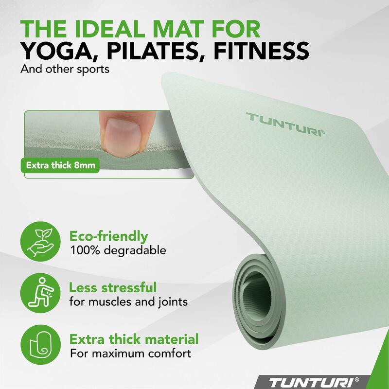 Yoga mat 8mm - Pilates Mat - Extra Dikke Fitness Mat - 183x61x0,8 cm - Anti Slip