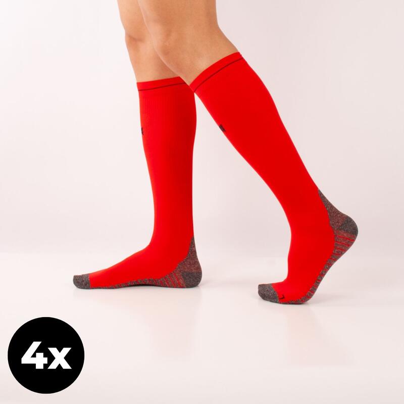 CALCETINES DE COMPRESIÓN GRADUAL ROJO 4-PACK