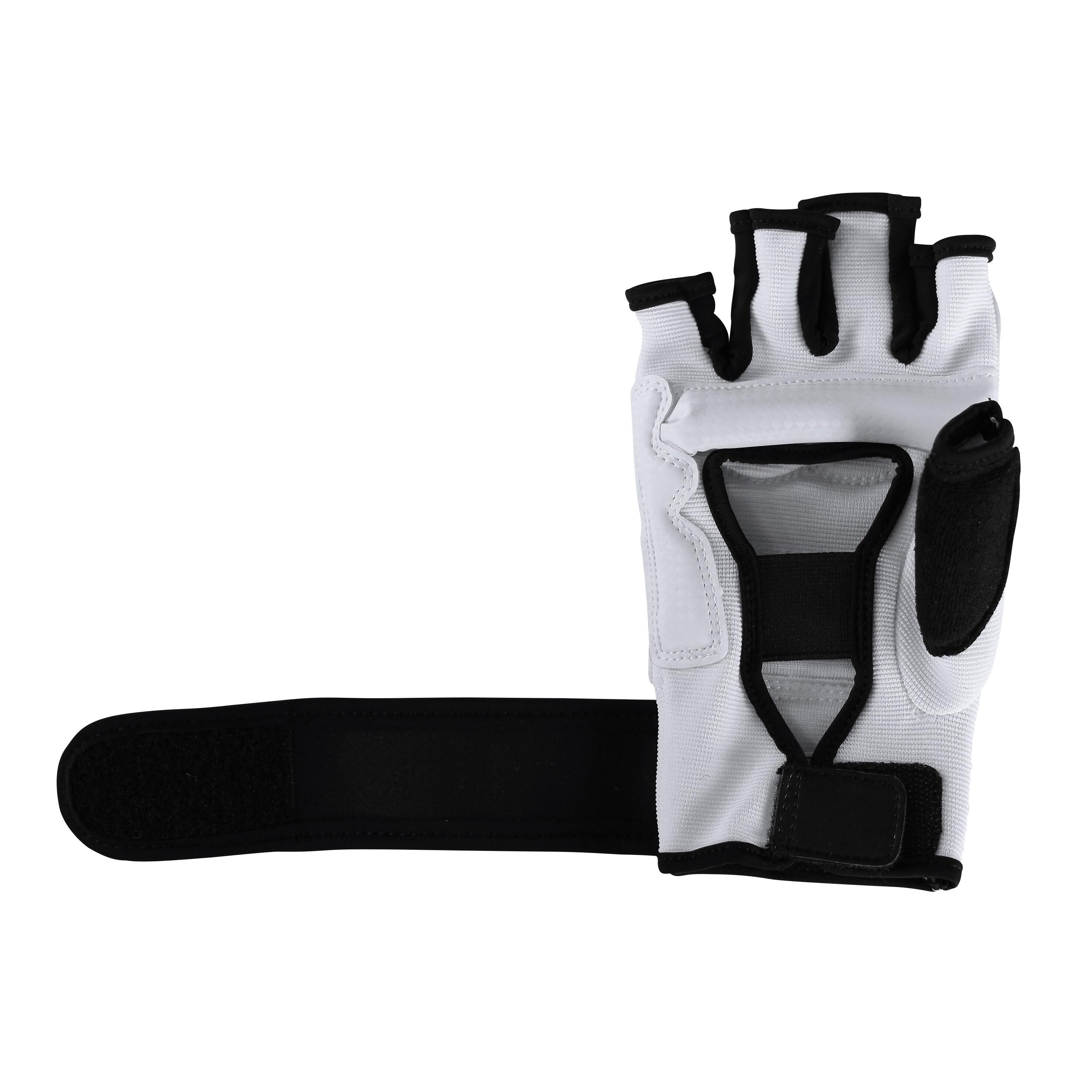 Mitaines de combat taekwondo  (couleur : blanc/noir - taille : xs) 3/5