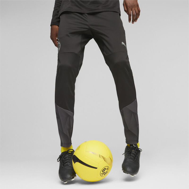 Pantalones Borussia Dortmund de training de fútbol PUMA Black Silver Metallic