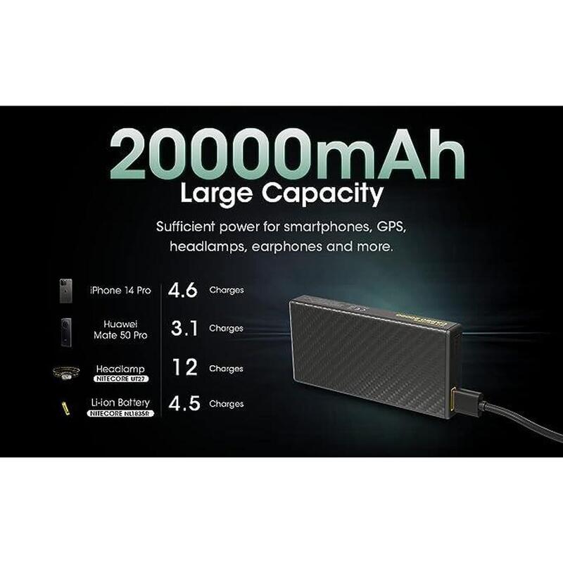 Carbo  20000 戶外超輕碳纖行動電源 (20000mAh)- 黑色