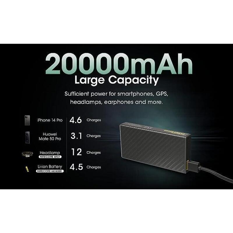 Carbo 20000  Outdoor Lightweight Power Bank (20000mAh) - Black