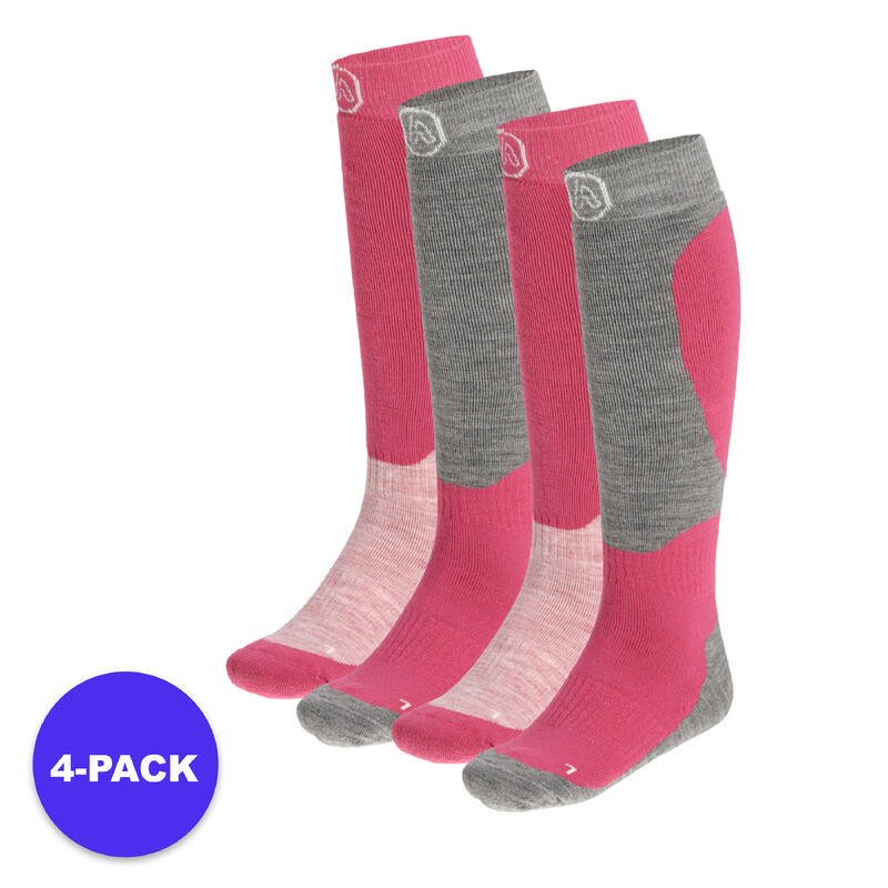 Apollo (Sports) | Chaussettes de ski enfant | Unisexe | Rose | 27/30 | 4-Pack