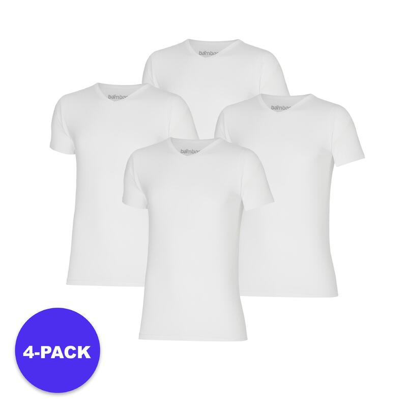 Apollo (Sports) | T-shirt Homme | Col en V | Blanc | Taille XL | Pack de 4