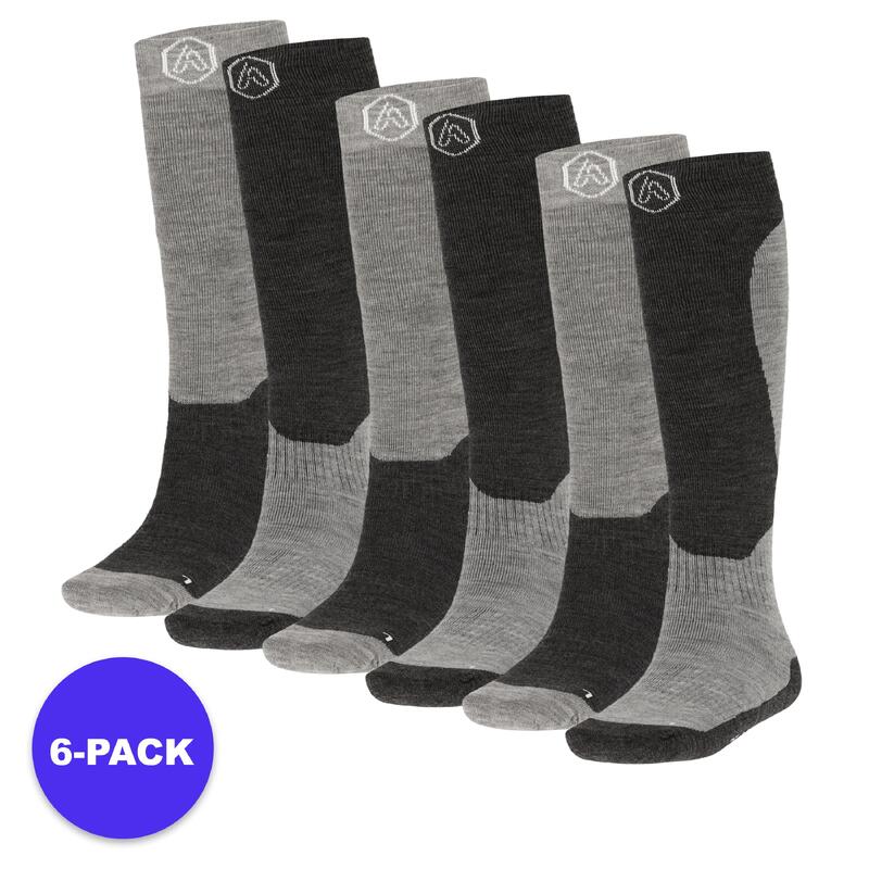 Apollo (Sports) | Chaussettes de ski unisexes | Gris | Taille 35/38 | 6-Pack