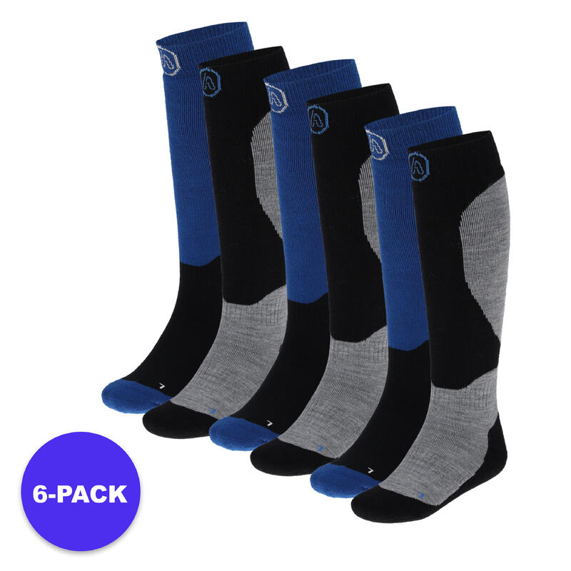 Apollo (Sports) - Skisokken kind - Unisex - Multi Blauw - 27/30 - 6-Pack -