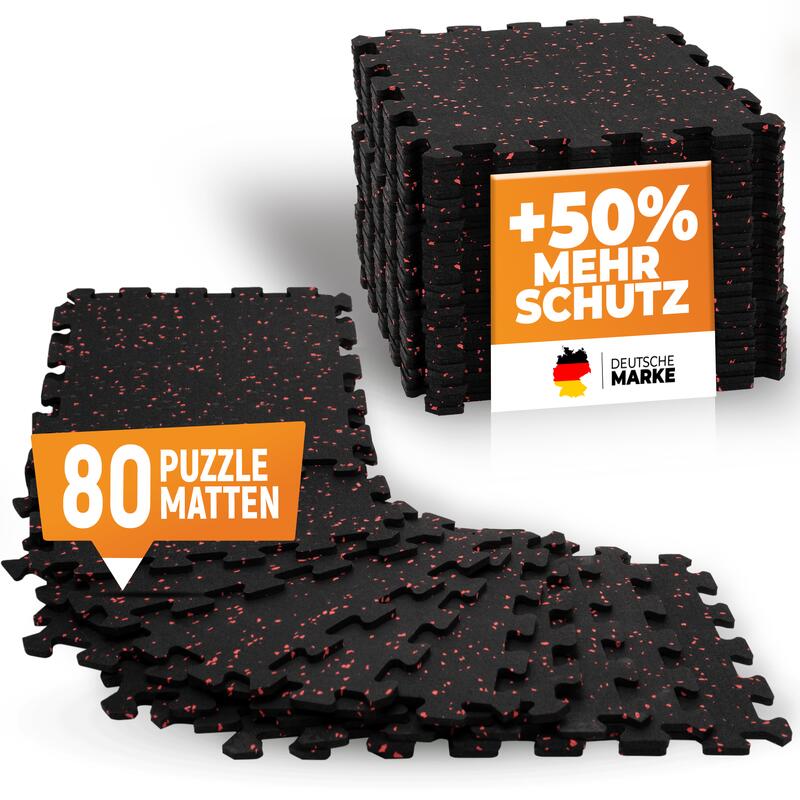 Bodenschutzmatte Set – 80 Puzzlematten 120 Randstück – Naturkautschuk Bodenmatte