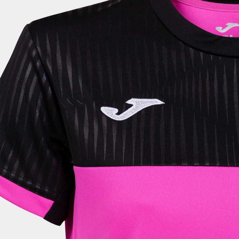 Maillot manches courtes Femme Joma Montreal rose fluo noir