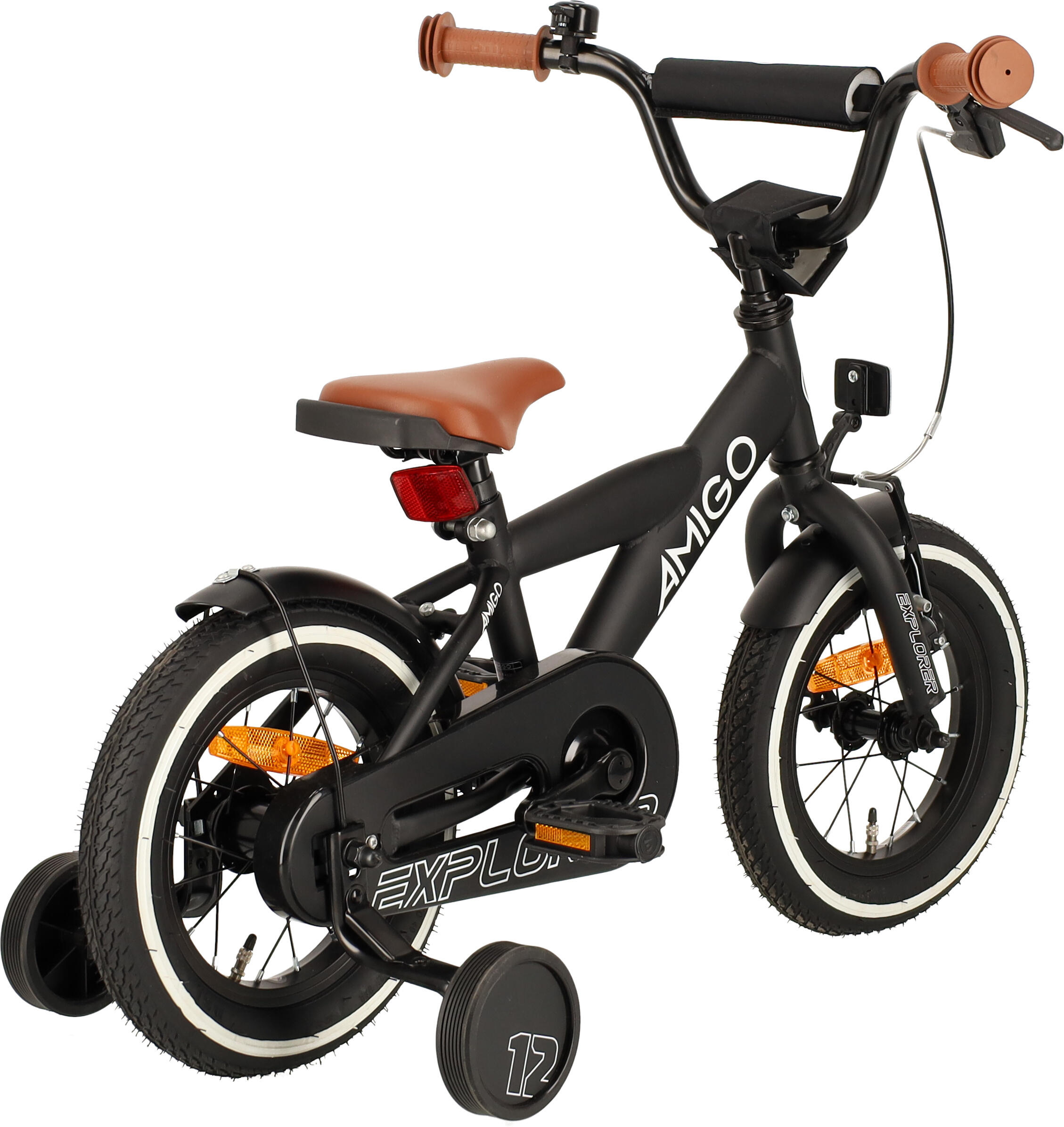 AMIGO Jongensfiets Explorer 12 Inch Jongens Terugtraprem Zwart/Wit 6/7