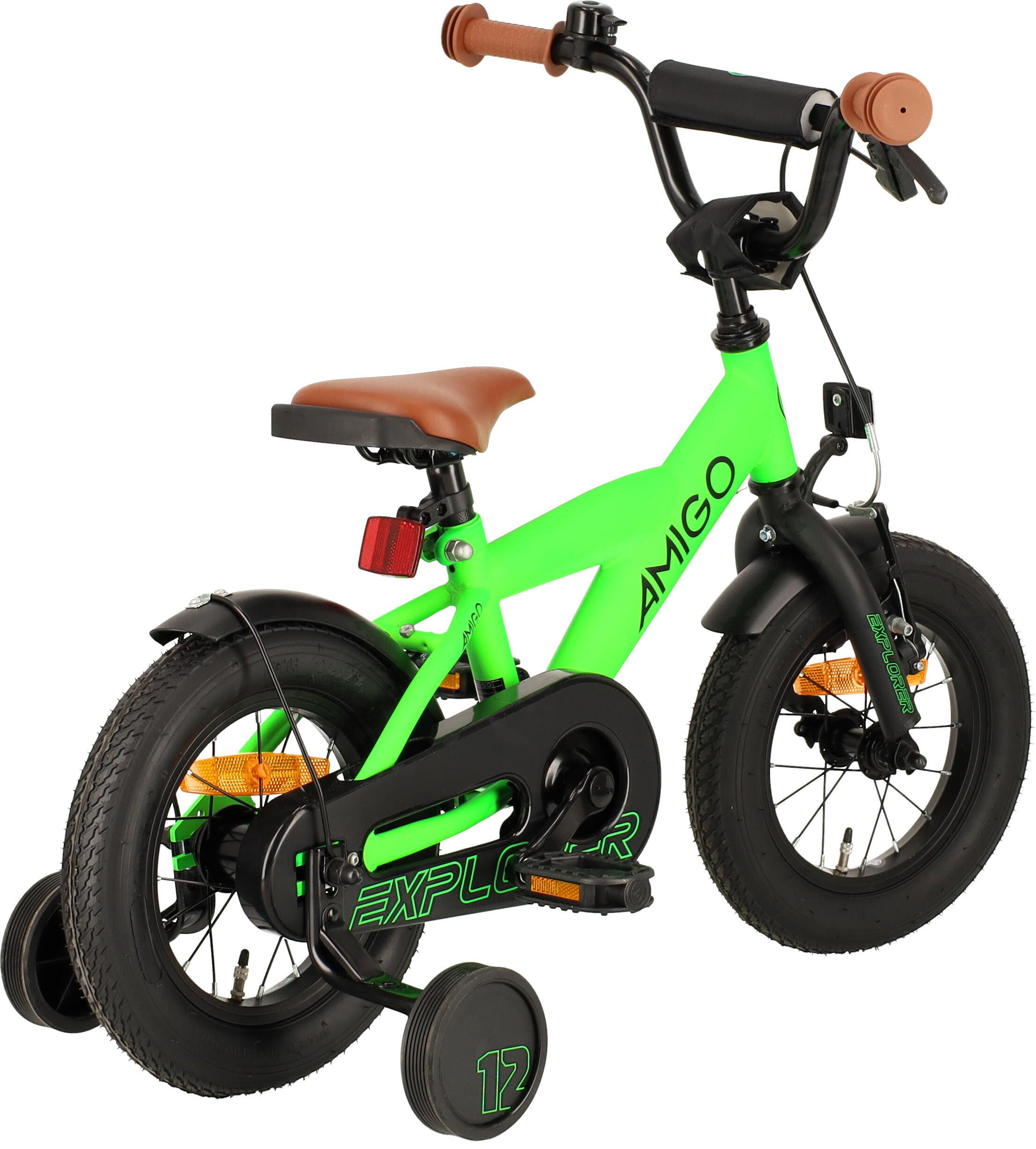 AMIGO Jongensfiets Explorer 12 Inch Jongens Terugtraprem Groen/Zwart 6/7
