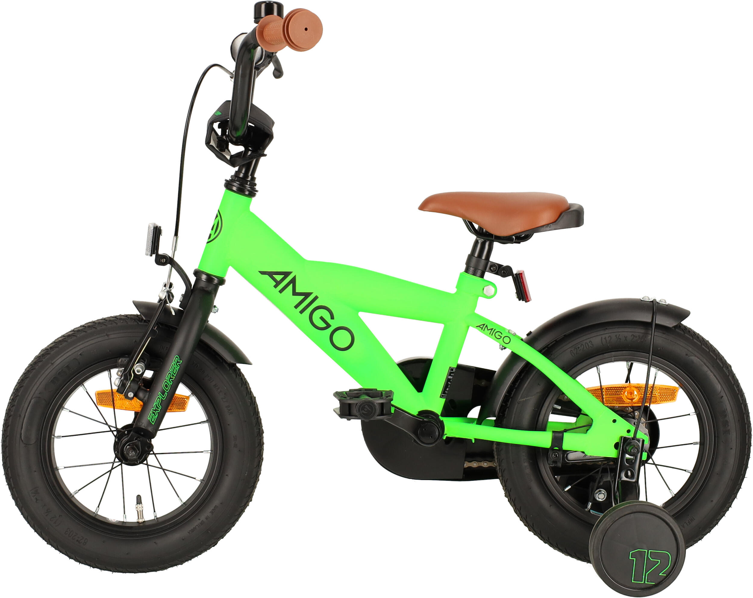 AMIGO Jongensfiets Explorer 12 Inch Jongens Terugtraprem Groen/Zwart 3/7