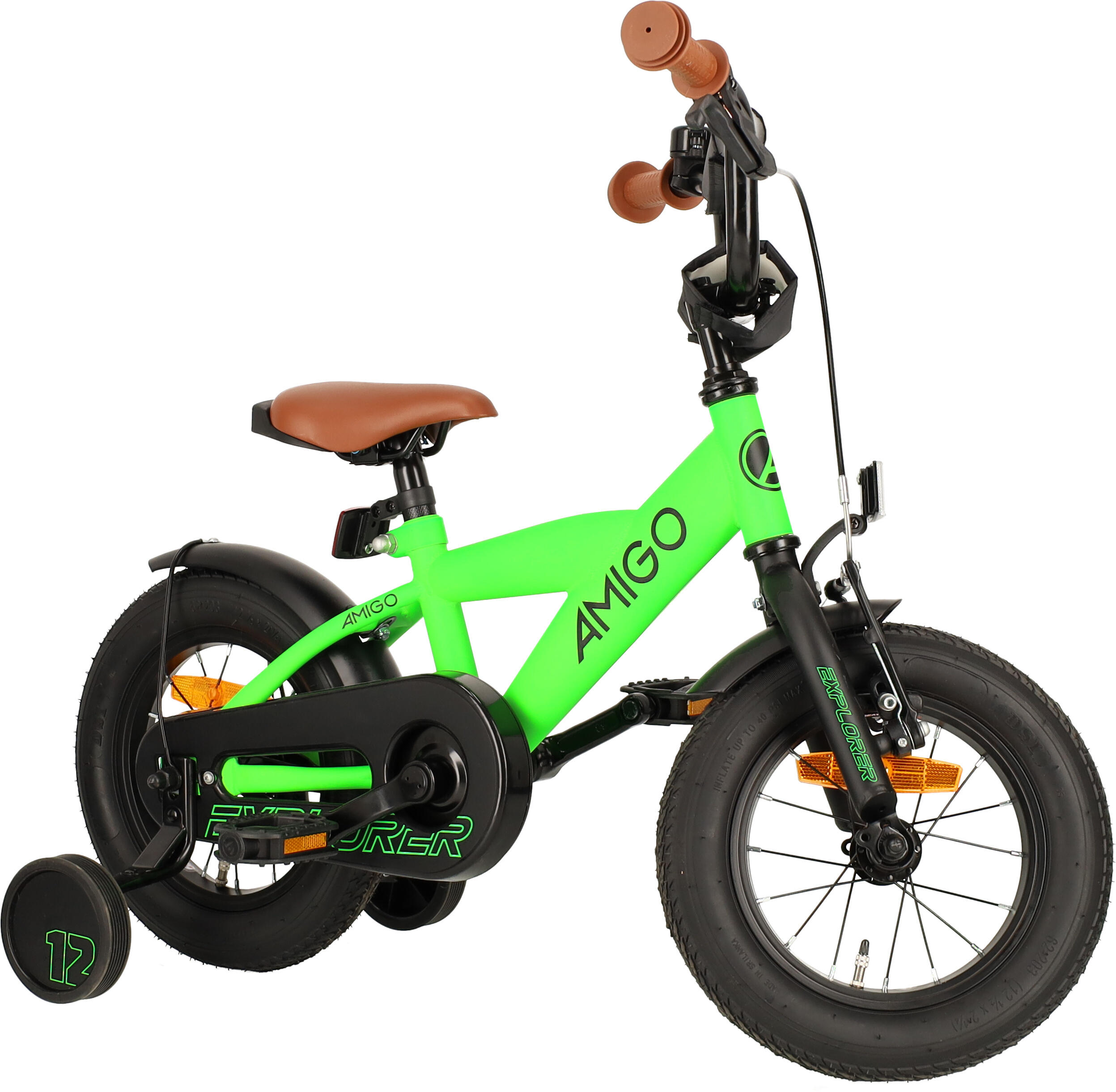 AMIGO Jongensfiets Explorer 12 Inch Jongens Terugtraprem Groen/Zwart 5/7