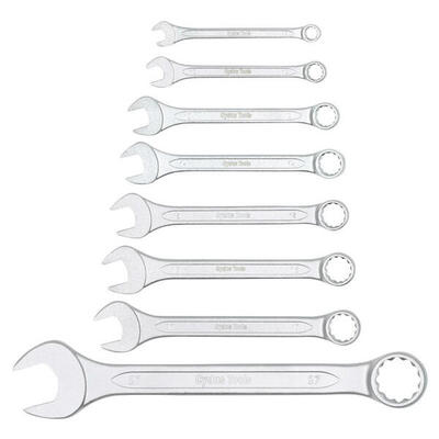 Set di 8 chiavi combinate. piatte e poligonali. in acciaio cromato Cyclus
