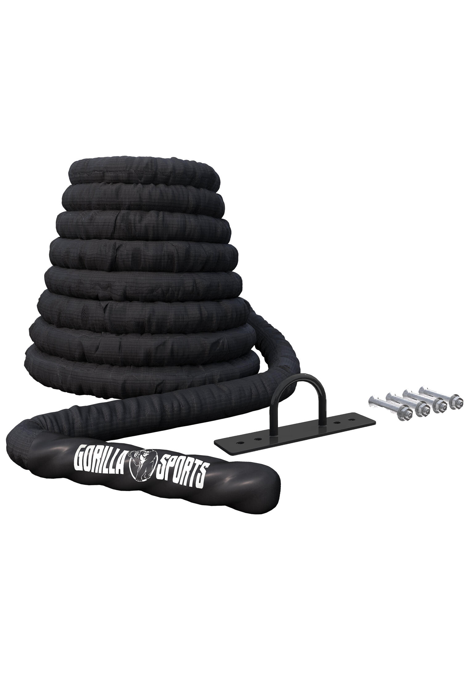 GORILLA SPORTS Unisex - fitness - odolné nylonové posilovací lano 12 m - s držákem