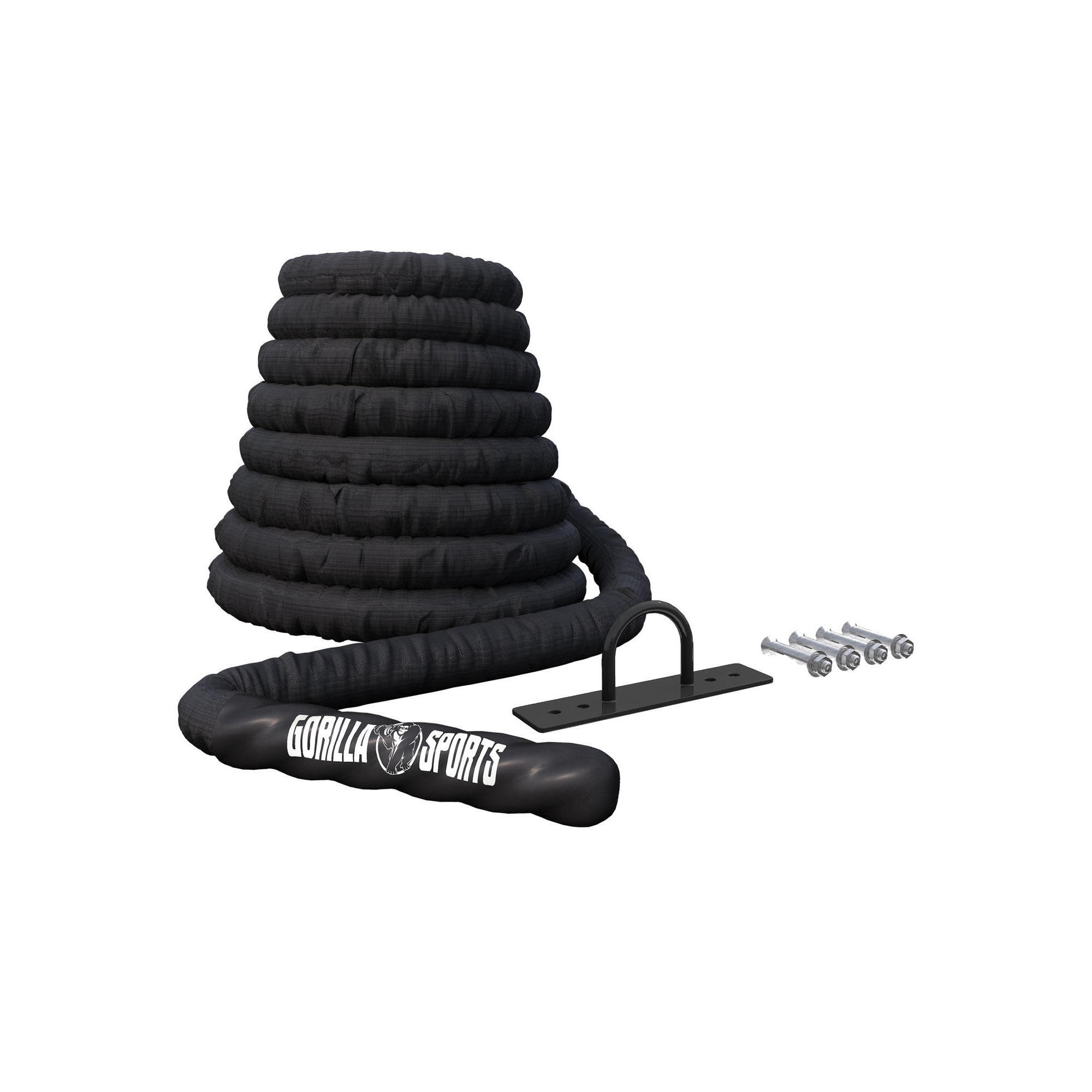 Gorilla Sports - Corde Ondulatoire Battle Rope | 12 M X 3,8 Cm - Corde Ondulatoire - Noir - Taille Unique - Decathlon