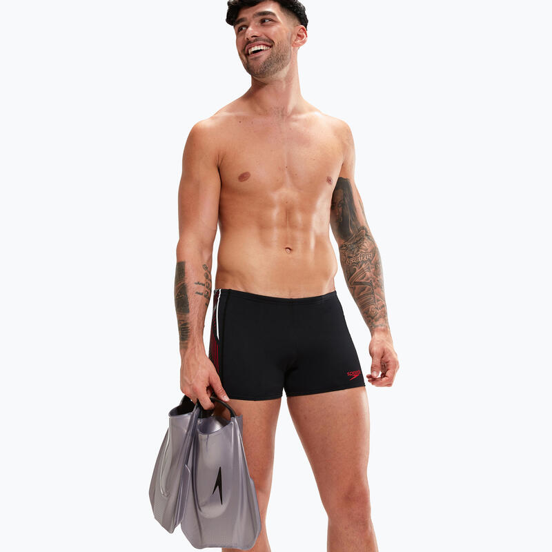 Speedo Mens Tech Panel Aquashort Black/Fed Red/White