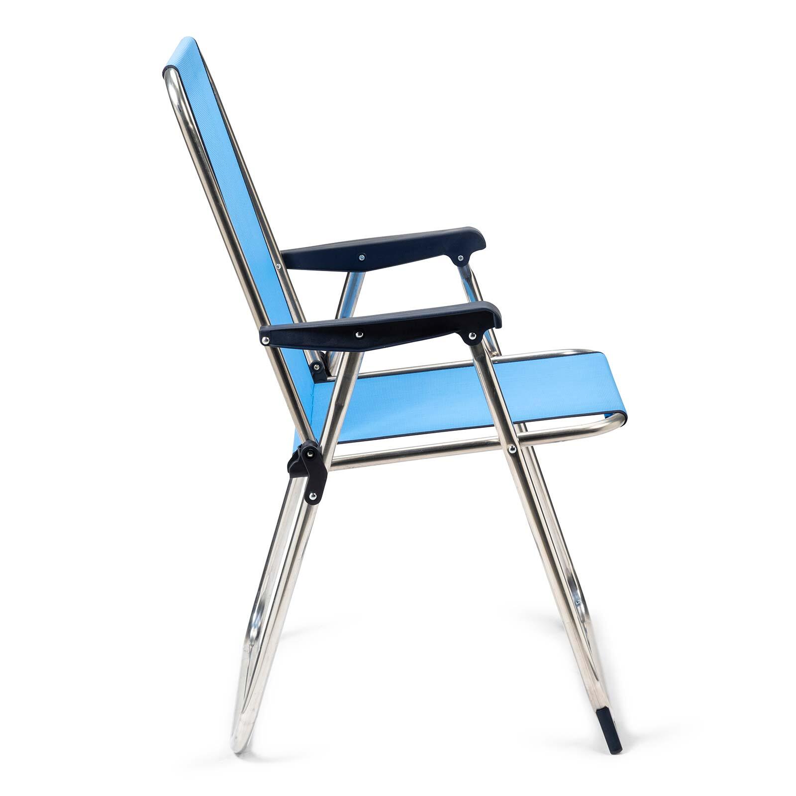 Silla de Playa Plegable Solenny con Respaldo Alto 55x53x89 cm Color Azul 3/5