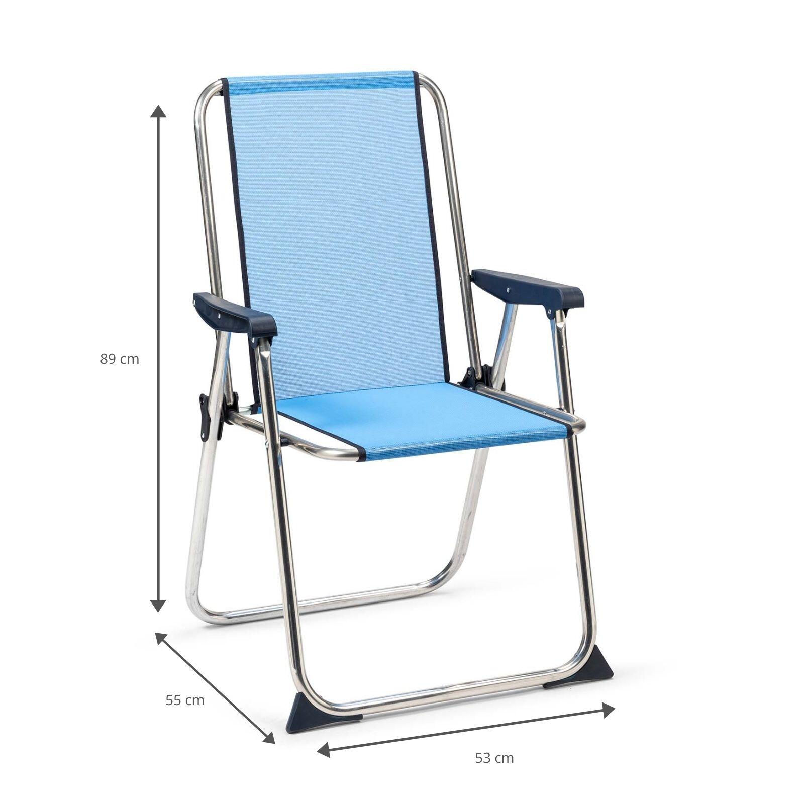 Silla de Playa Plegable Solenny con Respaldo Alto 55x53x89 cm Color Azul 4/5