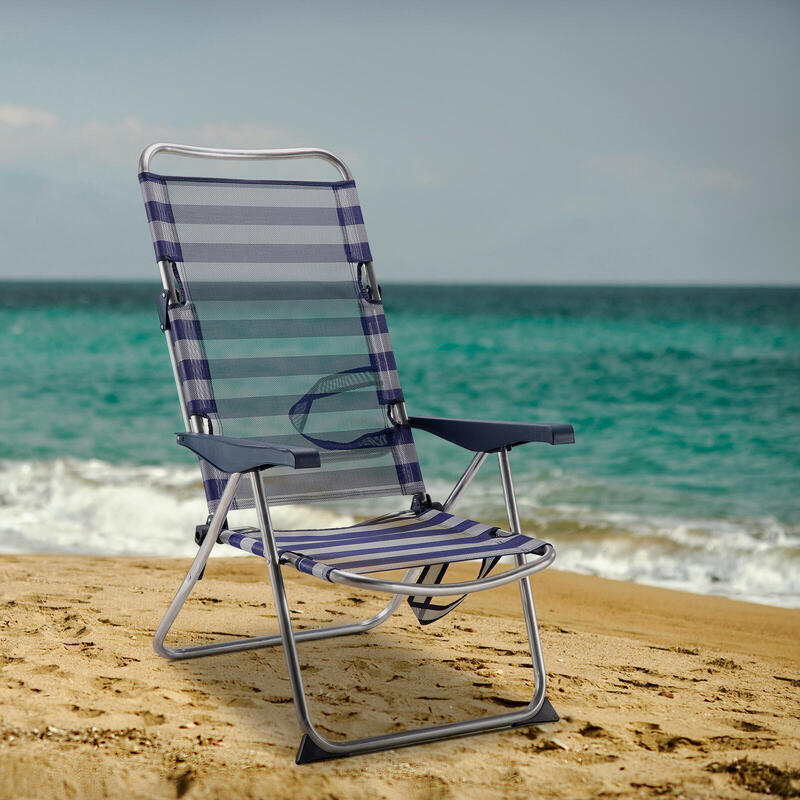 Cadeira de Praia Dobrável Solenny Reclinável 91x63x105 cm 4 Posições
