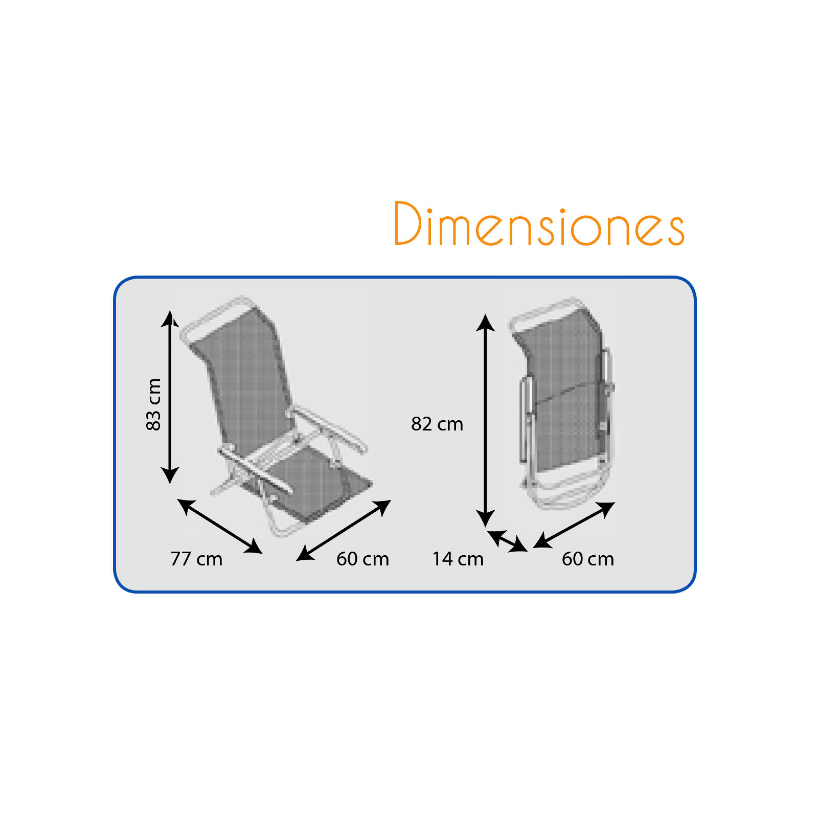 Silla de Playa Cama Plegable Solenny Reclinable con Respaldo Bajo y Asas 77x60x8 4/5