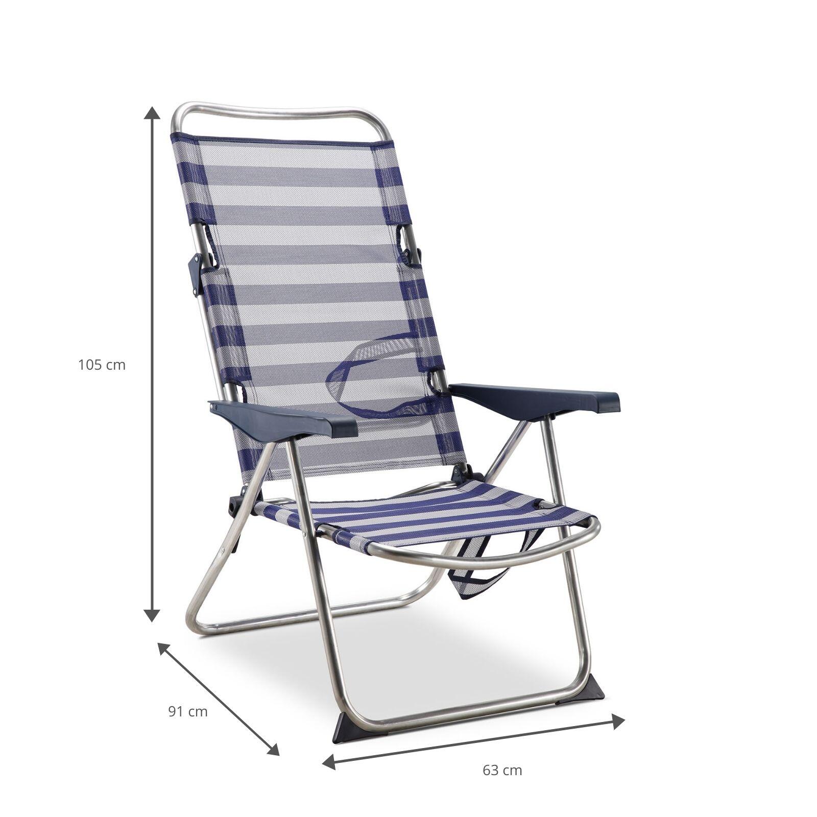 Cadeira de Praia Dobrável Solenny Reclinável 91x63x105 cm 4 Posições 4/5