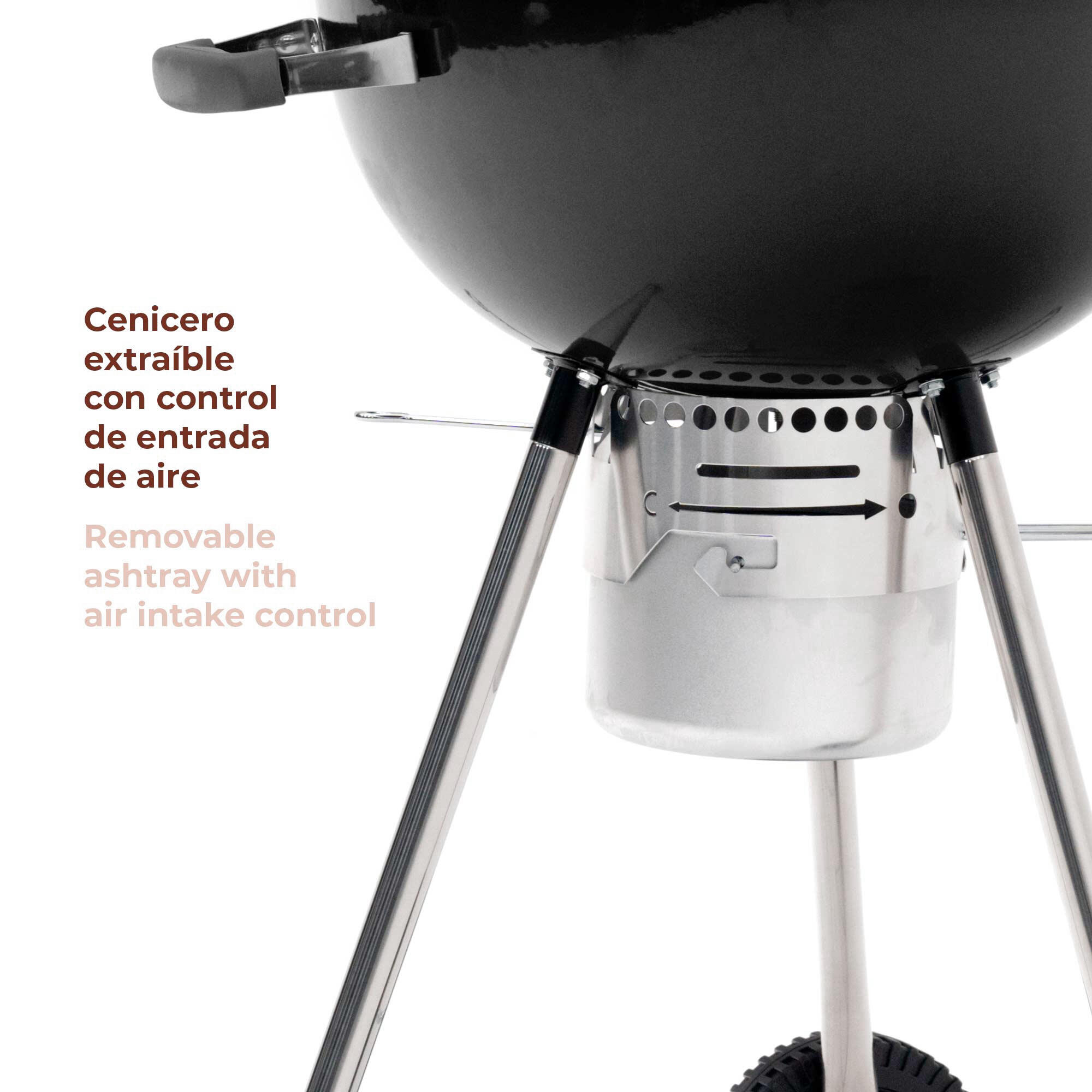 Barbacoa de Carbón Portátil con Ruedas Kekai Yellowstone 58x47x100 cm Redonda 5/5