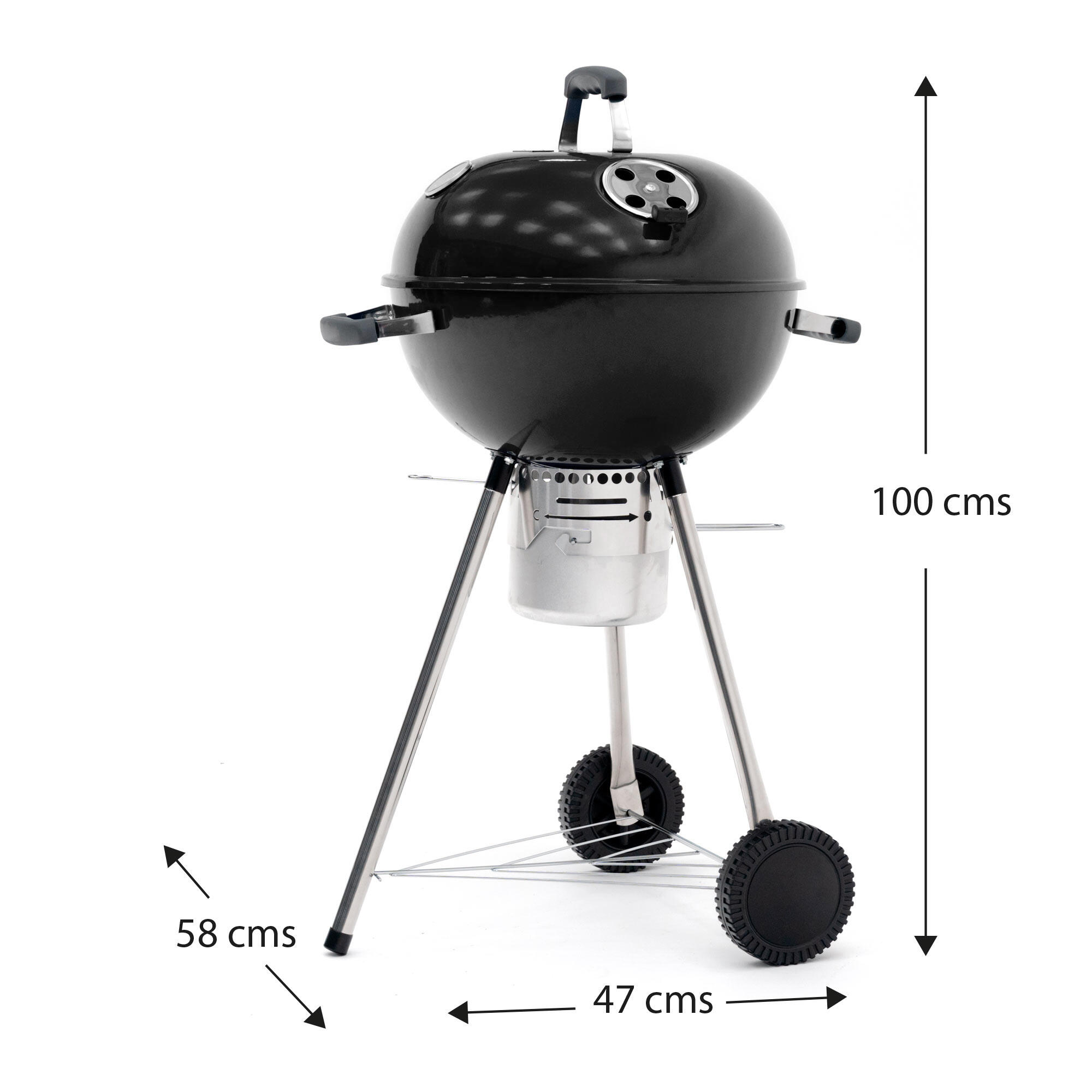 Barbacoa de Carbón Portátil con Ruedas Kekai Yellowstone 58x47x100 cm Redonda 4/5