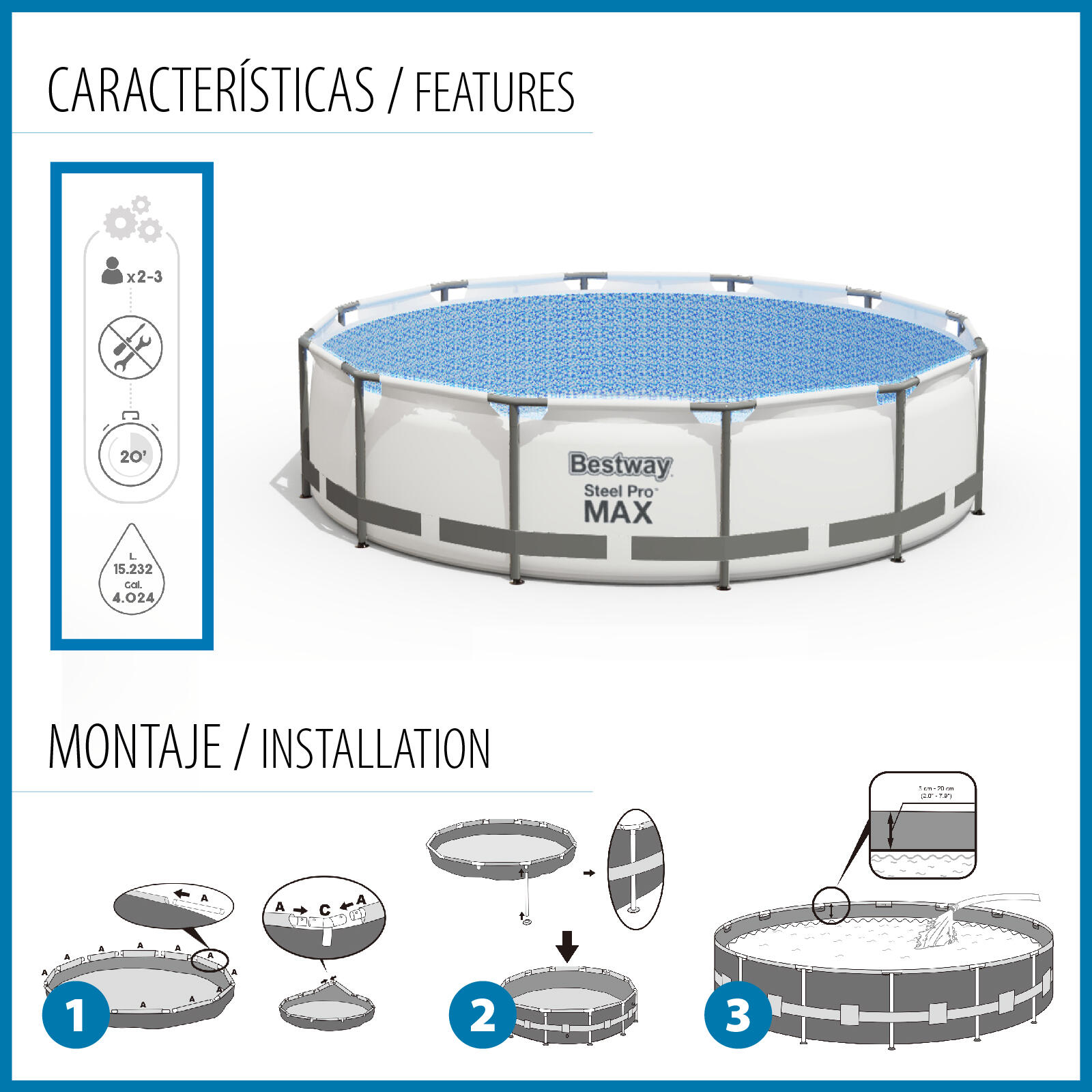 Bestway Piscine hors sol ronde Steel Pro MAX 427 x 122 cm Bestway 5/7