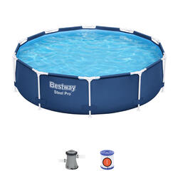 Piscina Desmontable Redonda Bestway Steel Pro 305x76 cm con Depuradora de Cartuc