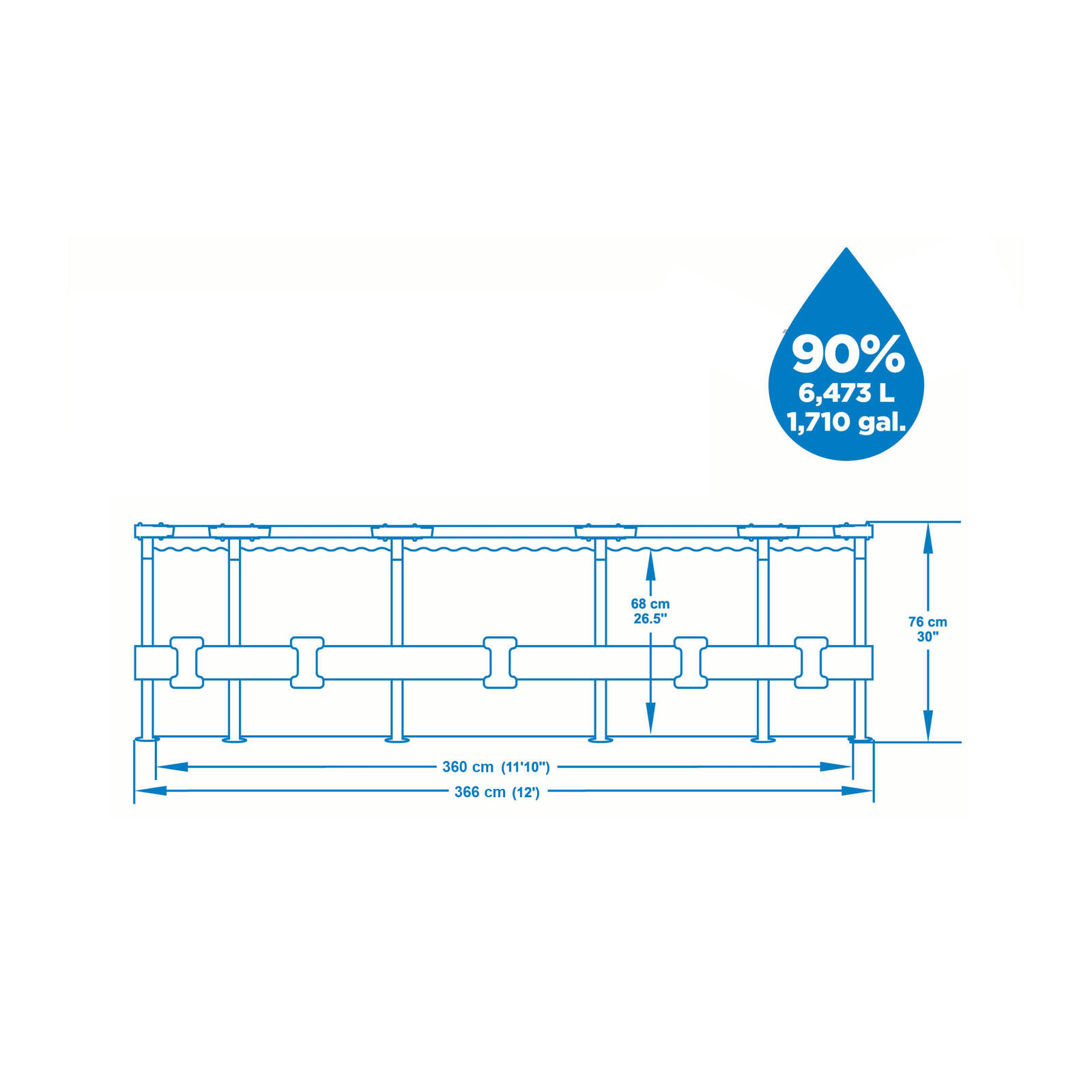 Bestway Steel Pro Above-ground pool kit r onde 3,66 m x 76 cm