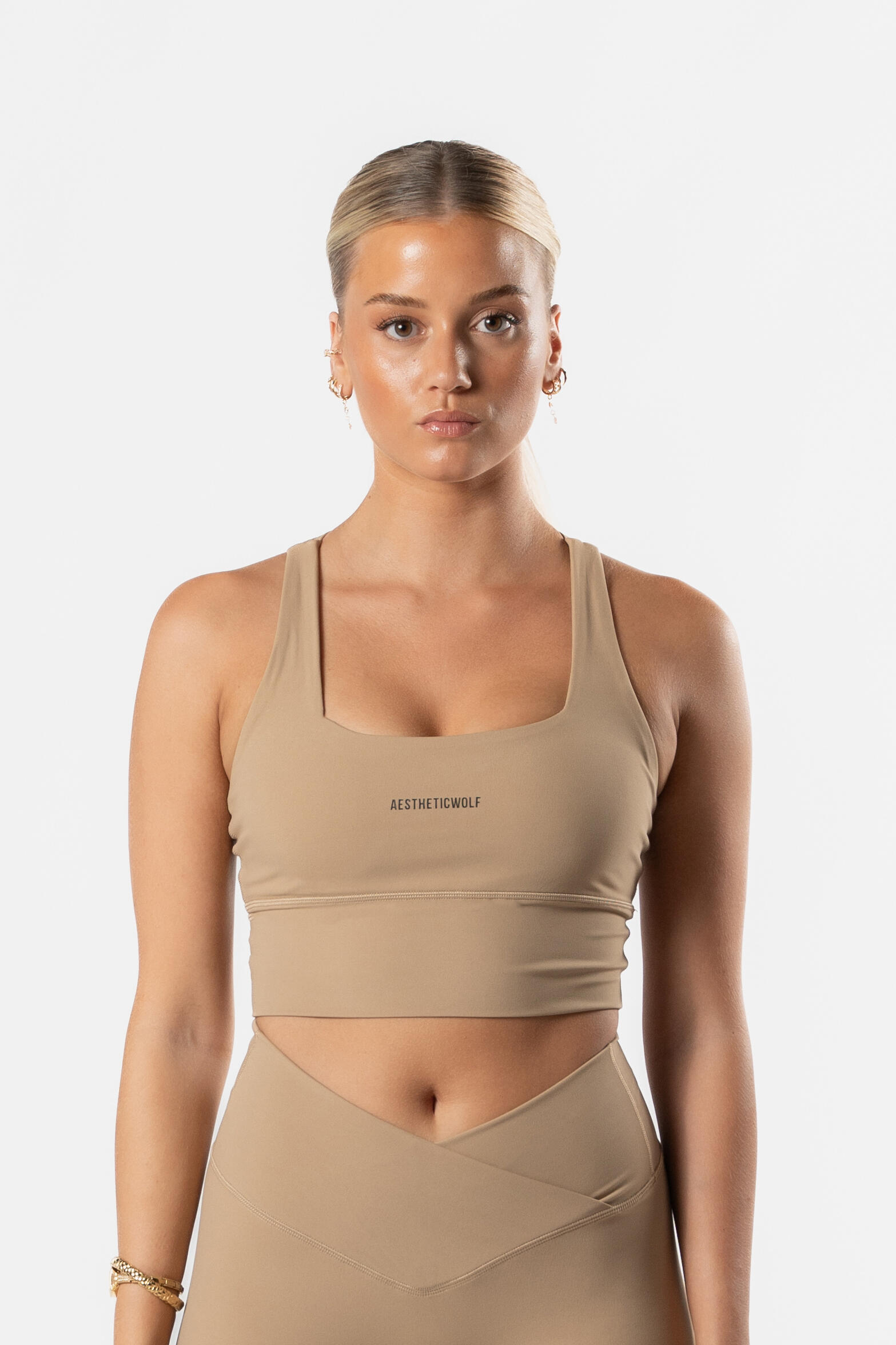 AESTHETIC WOLF Fitness Top/Soutien Desportivo Cross Back Castanho Claro