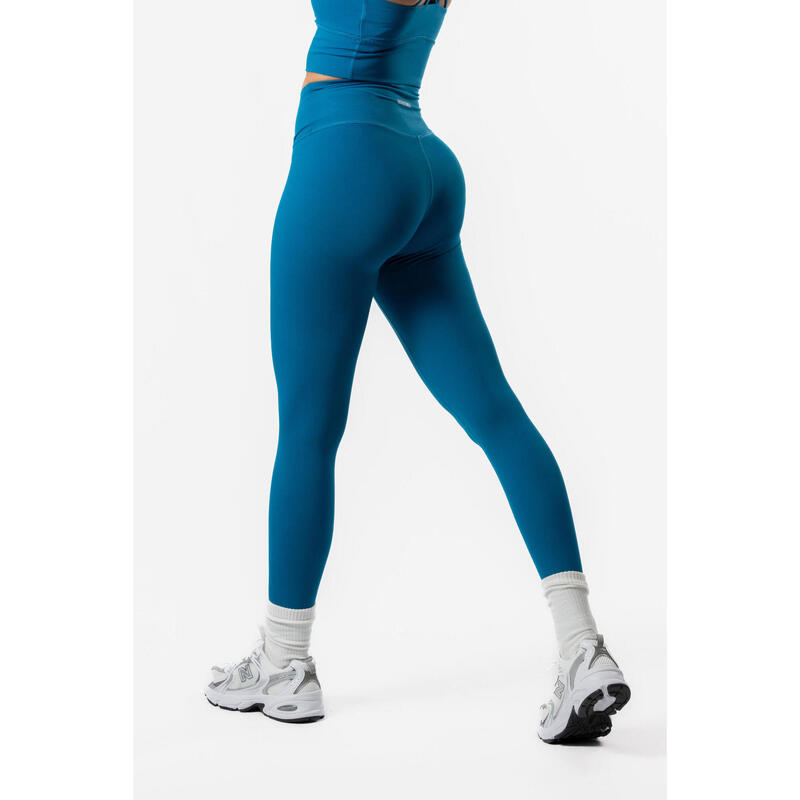 Legging Taille Haute Fitness V Crossover Femme Bleu Foncé