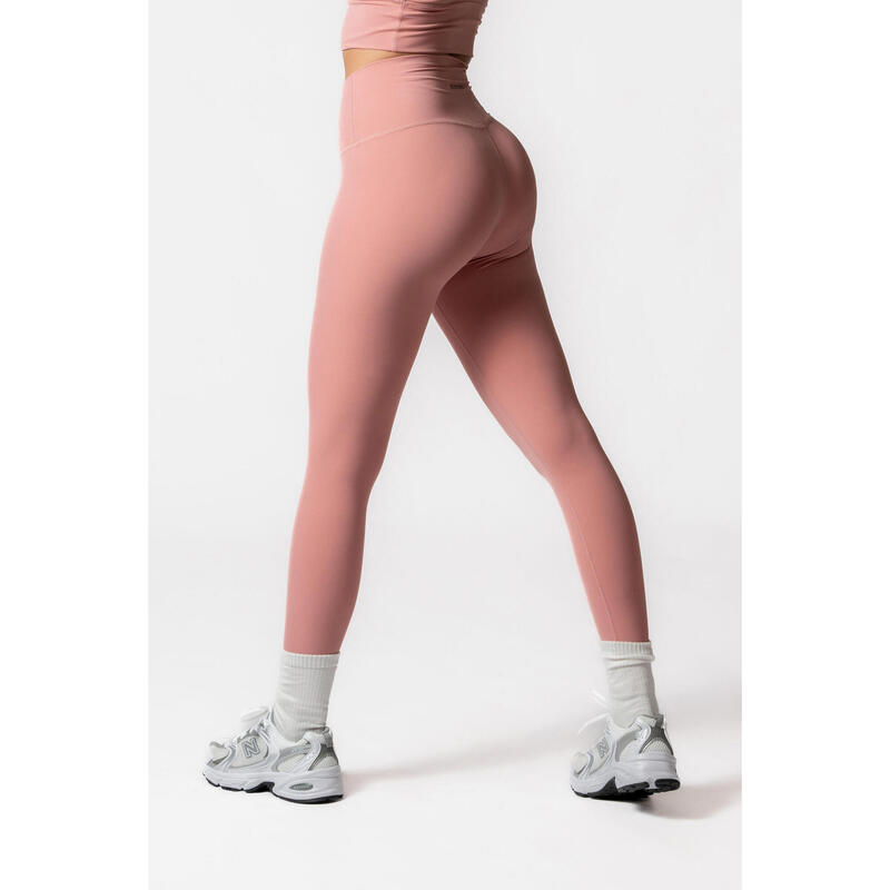 V Crossover-Leggings mit Hoher Taille Fitness Damen Lachs/Rosa