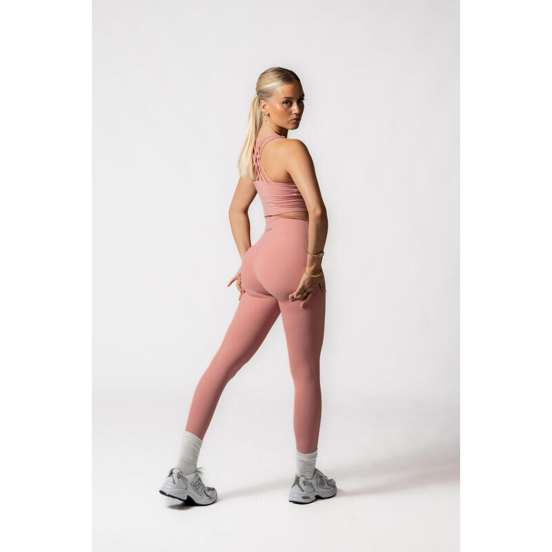 V Crossover-Leggings mit Hoher Taille Fitness Damen Lachs/Rosa