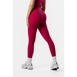 Legging Taille Haute Fitness V Crossover Femme Fuchsia Rouge