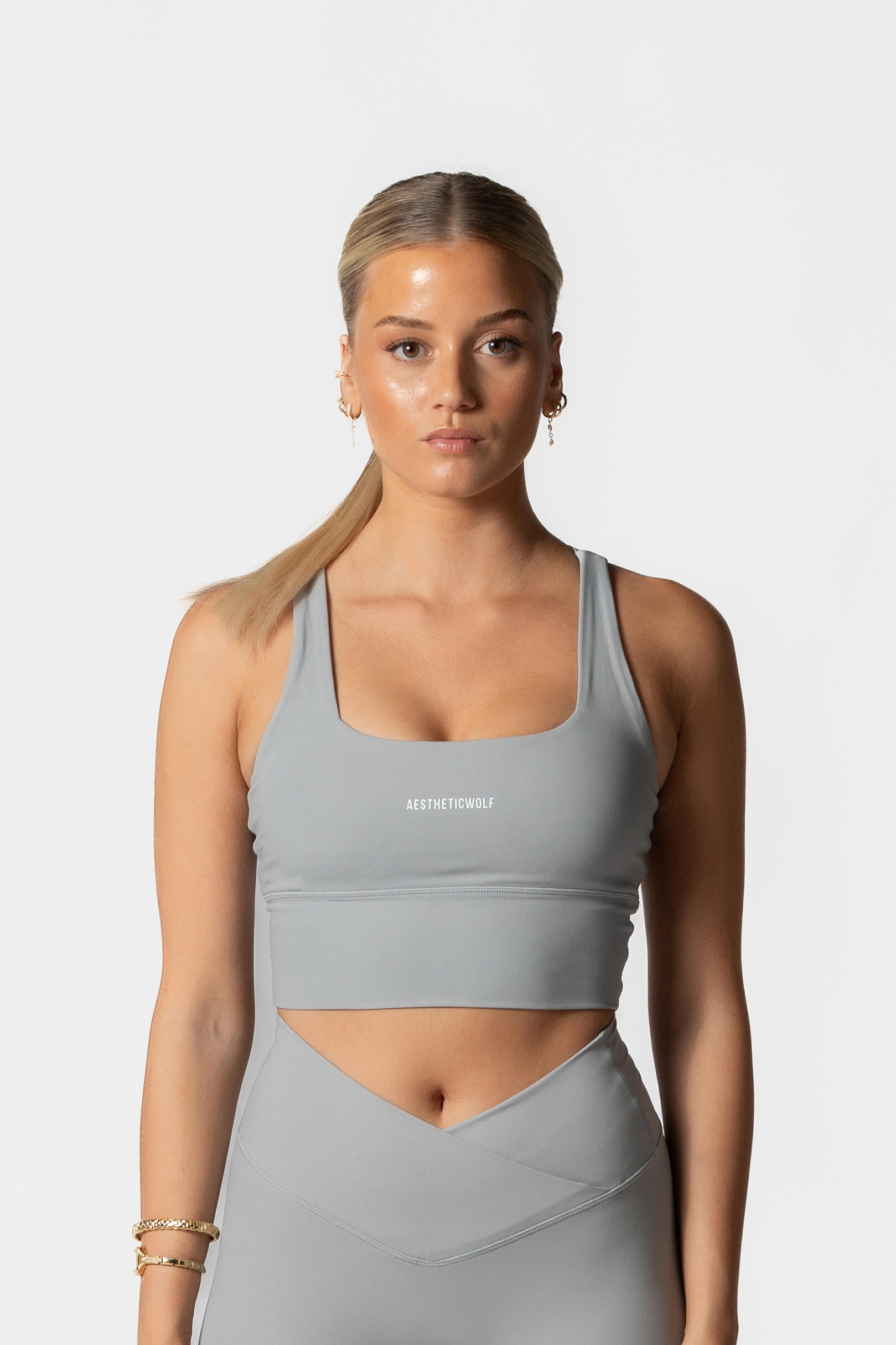 AESTHETIC WOLF Cross Back Sport-BH Fitness Grau