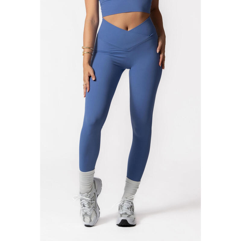 Legging Taille Haute Fitness V Crossover Femme Violet