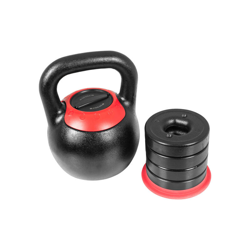 KETTLEBELL RÉGLABLE DE 8KG A 16KG | MUSCULATION | VERSION DESIGN NOIR/ROUGE