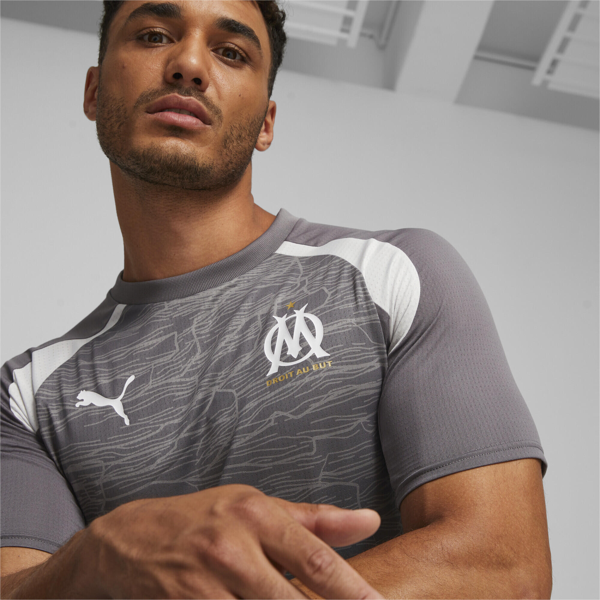 Maillot d'avant-match 23/24 Olympique de Marseille PUMA White Cool Dark Gray 4/6