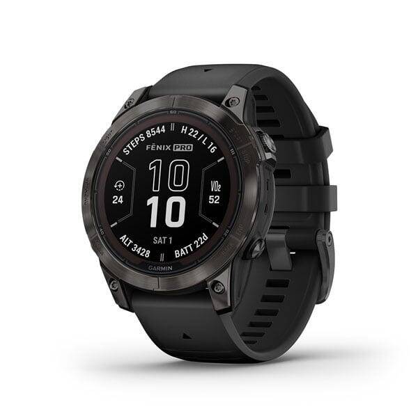Garmin Fenix 7 Pro Sapphire Solar Smartwatch Carbon Gray DLC Ti with Black Band -  1