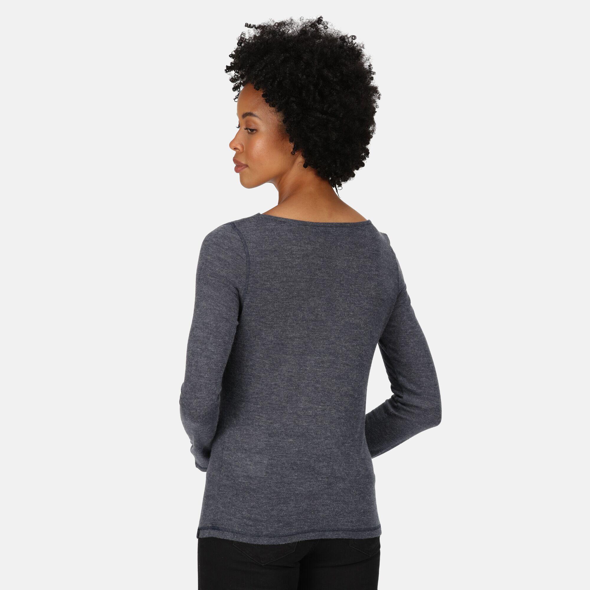 Frayda Women's Hiking Cowl Neck T-Shirt - Navy/Silver 2/5