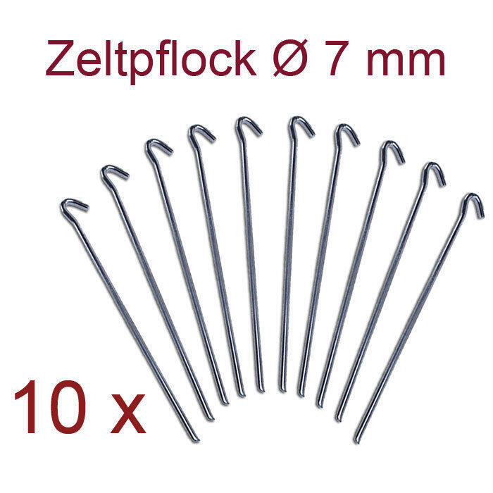 10 x Zeltpflock 23 cm Zelt Hering Erdnagel Stahl Nagel verzinkt 7 mm stabil