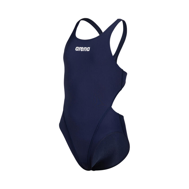 Filles Team Swim Tech Solid Combinaison de natation - Marine/Blanc